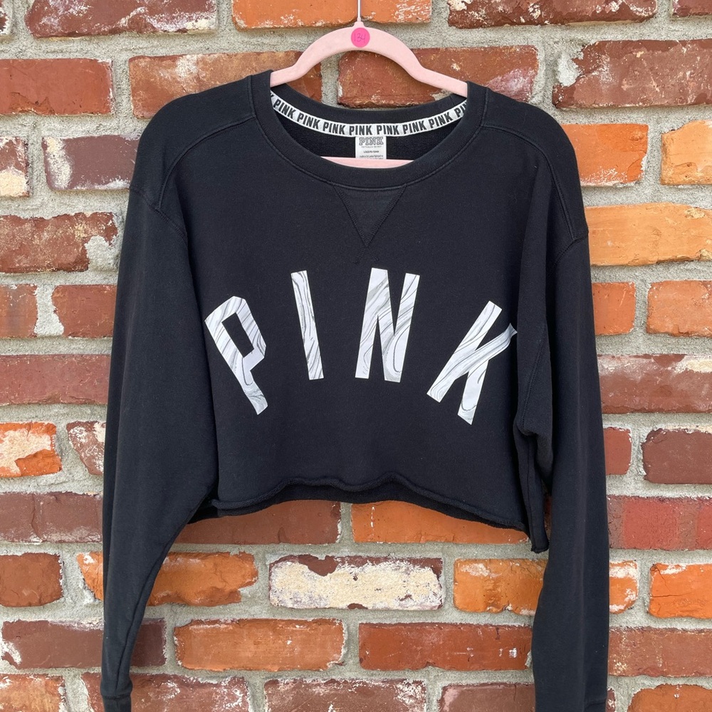 Victoria's Secret PINK Black Cropped Sweatshirt